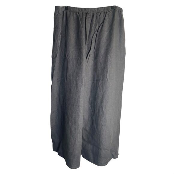 Flax Women’s Gray Linen Flat Front Wide Leg Loose Lagenlook Pants Size-Large - Picture 3 of 3
